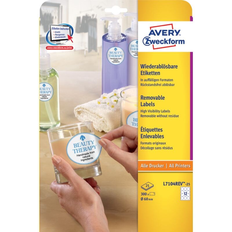 AVERY Zweckform Etiketten, wiederablösbar, Durchm.: 60 mm