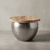 thumbnail of Couchtisch Mango Massivholz / Metall 60x43x60 cm Industrial Style Rund, Design Wohnzimmertisch mit Stauraum, Moderner Loungetisch Sofatisch