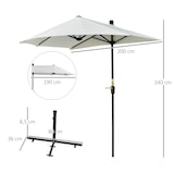 thumbnail of Sombrilla de pared de jardín 200x190x240 cm parasol de terraza con manivela poste de acero y base cruzada anti-UV para terraza balcón crema
