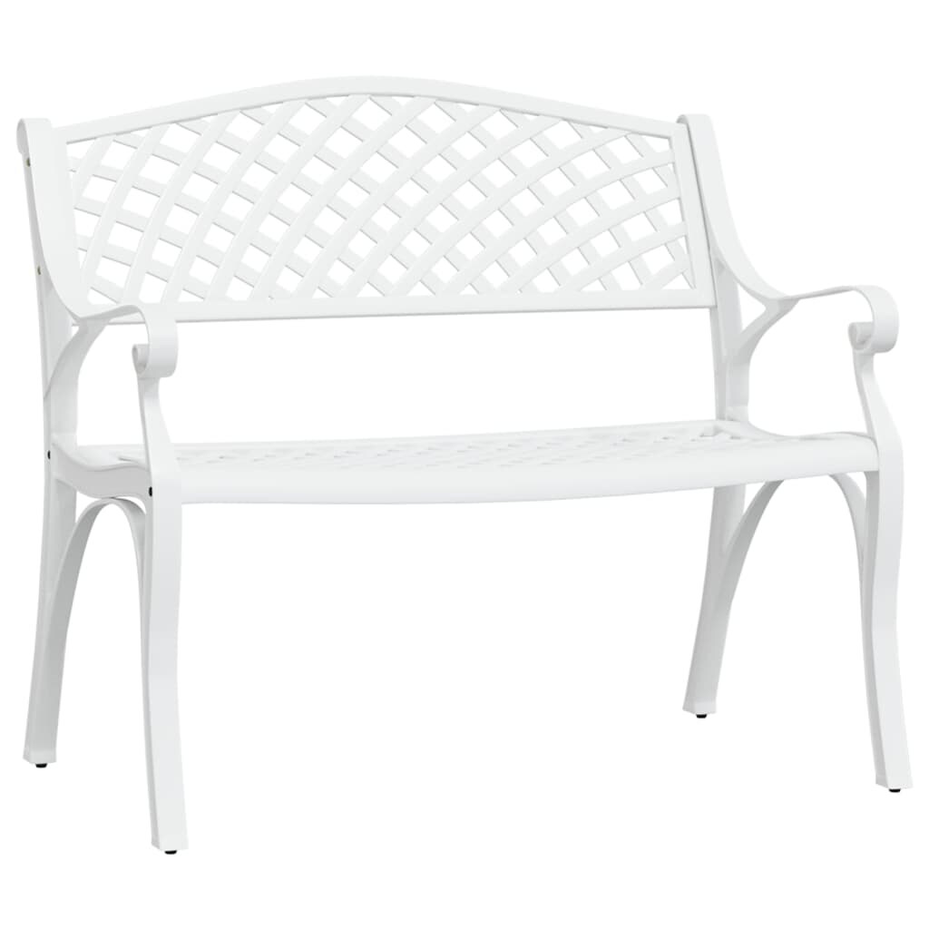 Helloshop26 - Banc de jardin meuble de patio d'extérieur terrasse 102 x 50 x 83 cm aluminium coulé blanc 02_0011145