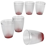thumbnail of 6x Rubin Wassergläser 200ml Glas rot gepunktet Becher Wasser Saft