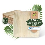 thumbnail of BIOZOYG 200 Stück Einwegteller 20x20cm Palmblatt-Teller, quadratisch, biologisch abbaubar, umweltfreundlich, kompostierbar, Wegwerfteller
