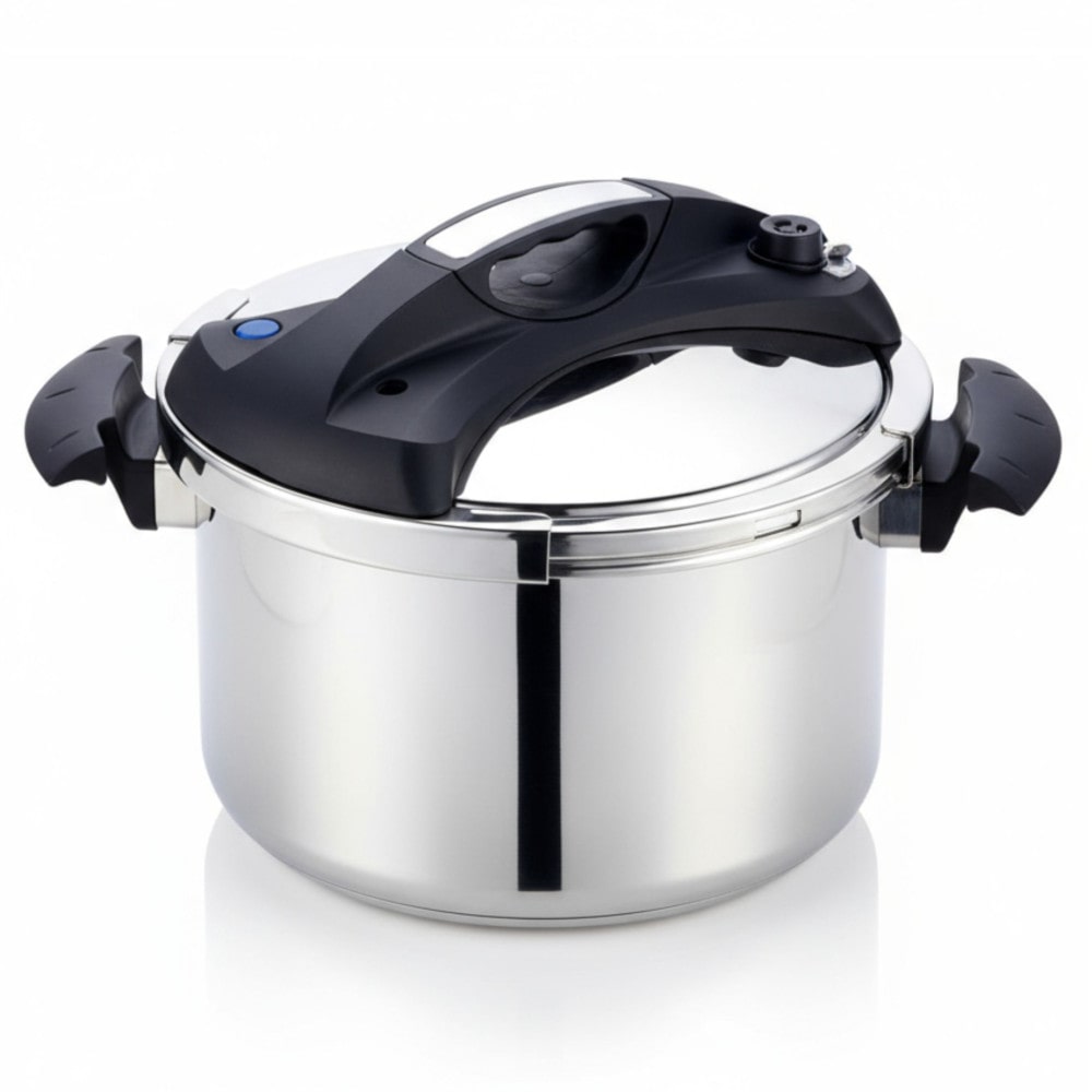 Olla de presión express COSHANO 6 litros, acero inoxidable para cocinas inducción, gas, vitrocerámica, con bloqueo