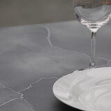 thumbnail of RestooTab - XL-Tisch Rome Ø120cm mit 4 Stühlen - Tischsäule schwarze Tischplatte blauer Mond
