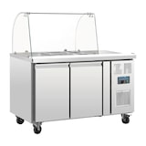 thumbnail of Gekoelde roestvrijstalen bereidingstoonbank 282 liter, 2 deuren GN 1/1 met niesbescherming, 300 W, 220 V - MONO
