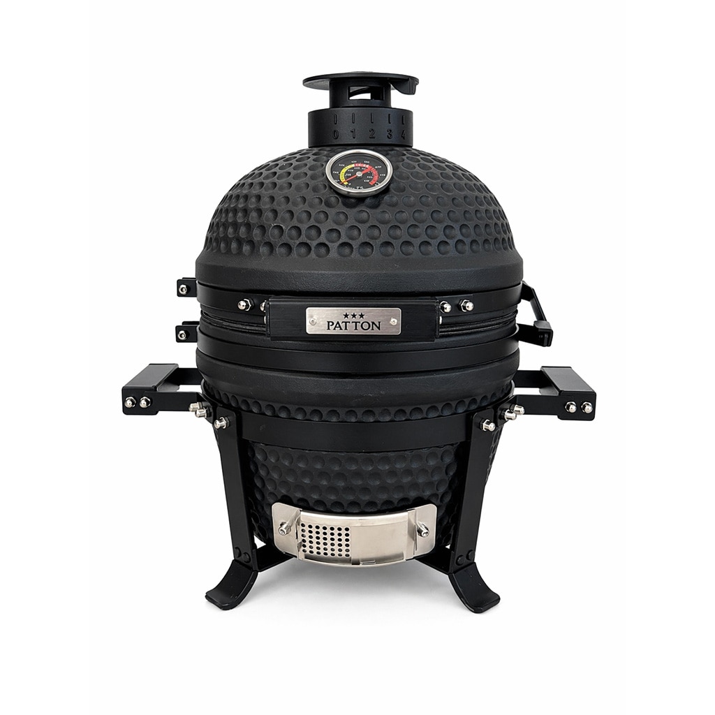 Patton Kamado Grill Holzkohlegrill "Premium", Grill Ø27cm, Mattschwarz
