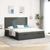 thumbnail of vidaXL Ottoman-Bett mit Matratzen Dunkelgrau 200x200 cm Stoff