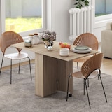 thumbnail of HOMCOM mesa de comedor plegable mesa auxiliar con alas abatibles y 2 estantes de almacenamiento estilo moderno para cocina 75x140x74 cm Natural