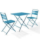 thumbnail of Table de terrasse pliante carrée en acier bleu pacific - Oviala