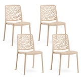 thumbnail of 4er-Set stapelbare Stühle aus Polypropylen mit Glasfasern für Garten oder Innenbereich, wasserabweisend und widerstandsfähig  - SOLE - Creme