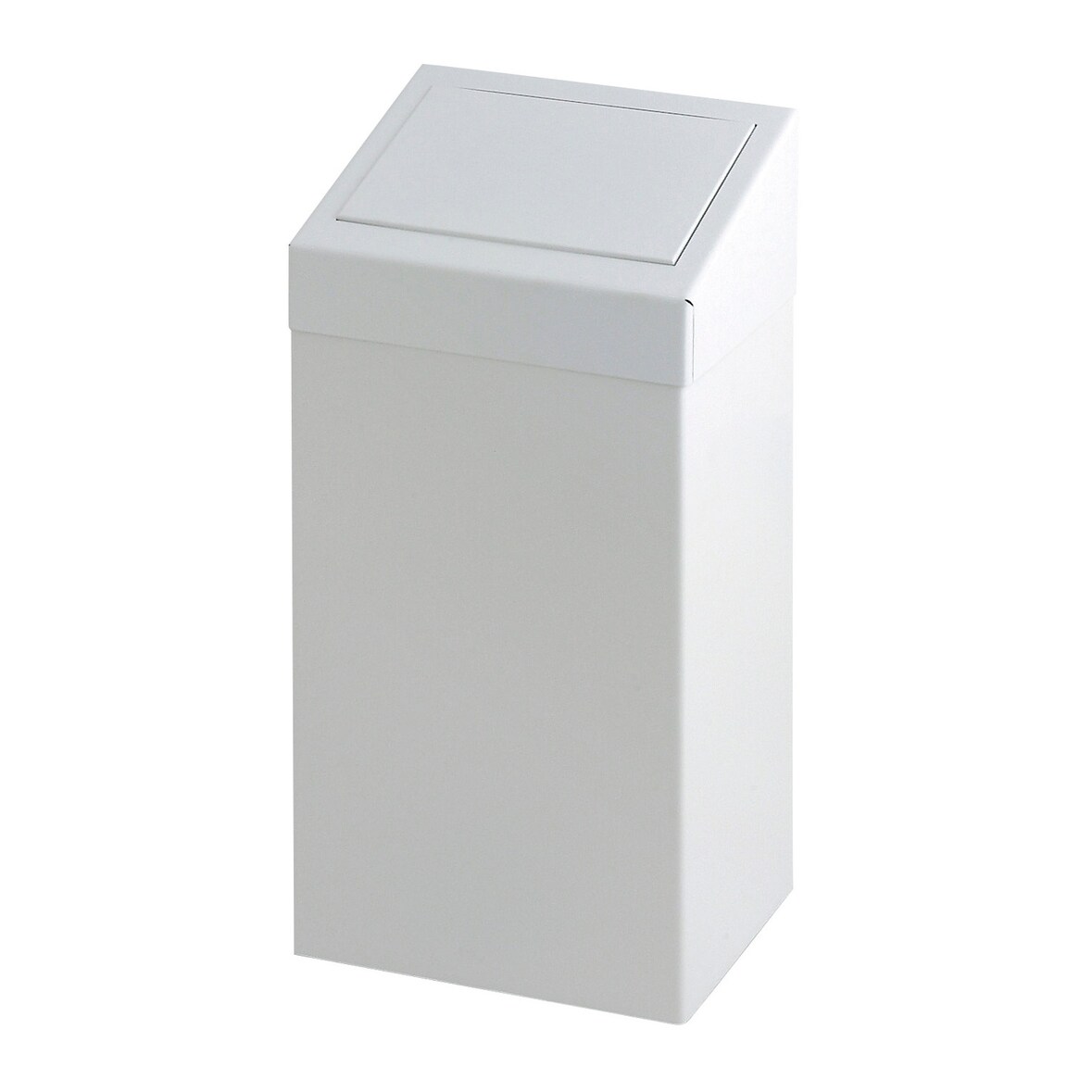 Metalen afvalbak met pushklep, 50 ltr - wit