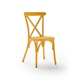 thumbnail of Silla apilable de exterior NEW CROSS realizada en aluminio vintage color amarillo.
