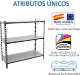 thumbnail of SimonRack Estantería Metálica, 1000x1100x500 mm, 3 Alturas, Bandeja Metal, 200 kg de Punto Flexión, Antracita/Galva - Simonclick