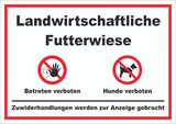 thumbnail of Landwirtschaftliche Futterwiese Betreten und Hunde verboten Schild A0 Rückseite selbstklebend