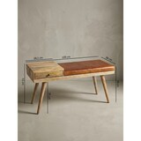 thumbnail of Sitzbank Ziegenleder / Massivholz Bank 100x52x38 cm im Retro Stil, Flur Polsterbank mit Stauraum, Gepolsterte Lederbank Aufbewahrung Braun, Kleine