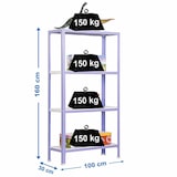 thumbnail of PROREGAL Wohnregal LIVING KOALA METAL mit 4 Fachböden | HxBxT 160x100x30cm | Fachlast 150kg | Lila/Weiß | Standregal Metallregal Lagerregal