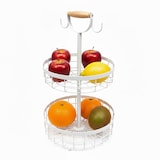 thumbnail of Relaxdays Obstkorb Etagere 2-stöckig, Obstschale für die Küche, moderner Metallkorb für Obst und Gemüse, Metall, weiß