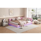 thumbnail of Merax 140*200cm Schlafsofa, 16 Farben Umgebungslicht, USB-Anschluss, Bequemes Material, Rosa