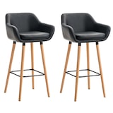 thumbnail of Conjunto de 2 bancos de bar em pele Grant preto