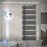 thumbnail of ECD Germany Badheizkörper Iron EM 600x1600 mm Anthrazit | Elektrisch, 900W, Designheizkörper Paneelheizkörper