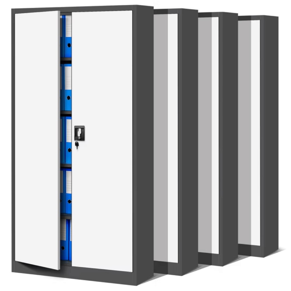MegaDeal 4x Aktenschrank abschließbar KADO - 5 Ebenen, Flügeltüren | Metallschrank Werkstatt Büroschrank aus Stahl, 195x90x40cm Anthrazit-Weiß