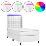 thumbnail of vidaXL Boxspringbett mit Matratze & LED Weiß 90x200 cm Kunstleder