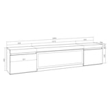 thumbnail of TV-Meubel, Lowboard, Woonkamer, Eetkamer, 208x35x45cm, Voor tv's tot 80", Elektrische haard XXL, Hangend, Moderne stijl, Eiken/Zwart _ 413_23