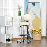 thumbnail of Barhocker drehbar höhenverstellbar mit Lehne und Rollen Beige 57x56x127 cm Kunstlederbezug Stahlgestell für Küche und Bar