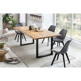 thumbnail of SalesFever Eettafel Tree Edge | 200 x 100 cm | Tafelblad massief eiken | Onderstel metaal zwart | B 200 x D 100 x H 75 cm | natuur