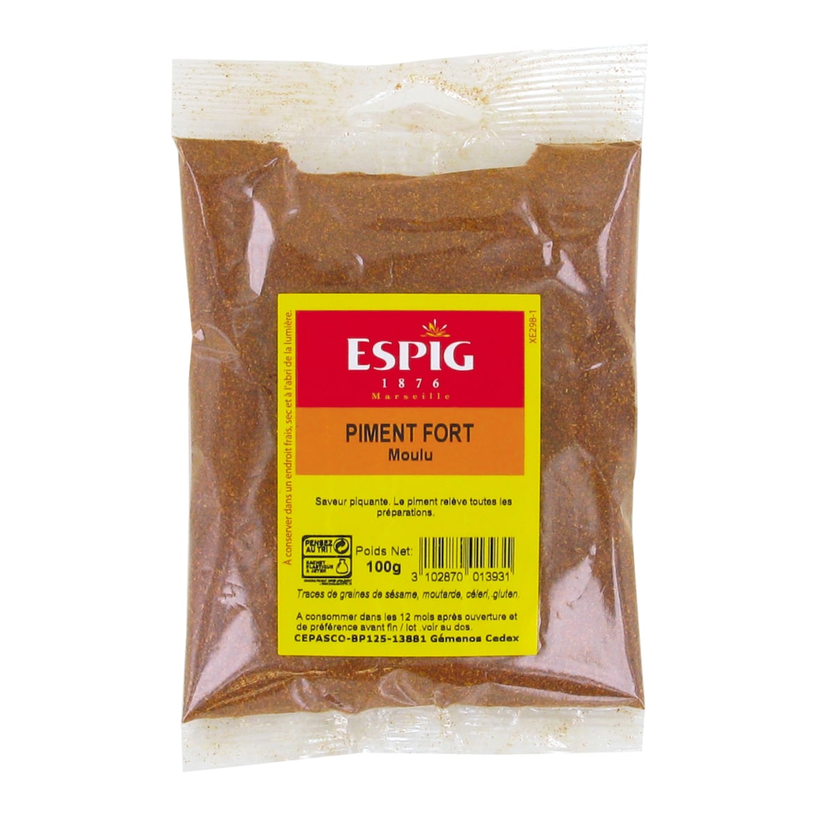 Piment fort moulu / En poudre 100g - Marque Espig 2 sachets