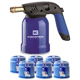 thumbnail of Lampe a souder Coque Acier llumage piezo + 6 Cartouches de gaz 190gr STOP GAZ Perçables KEMPER
