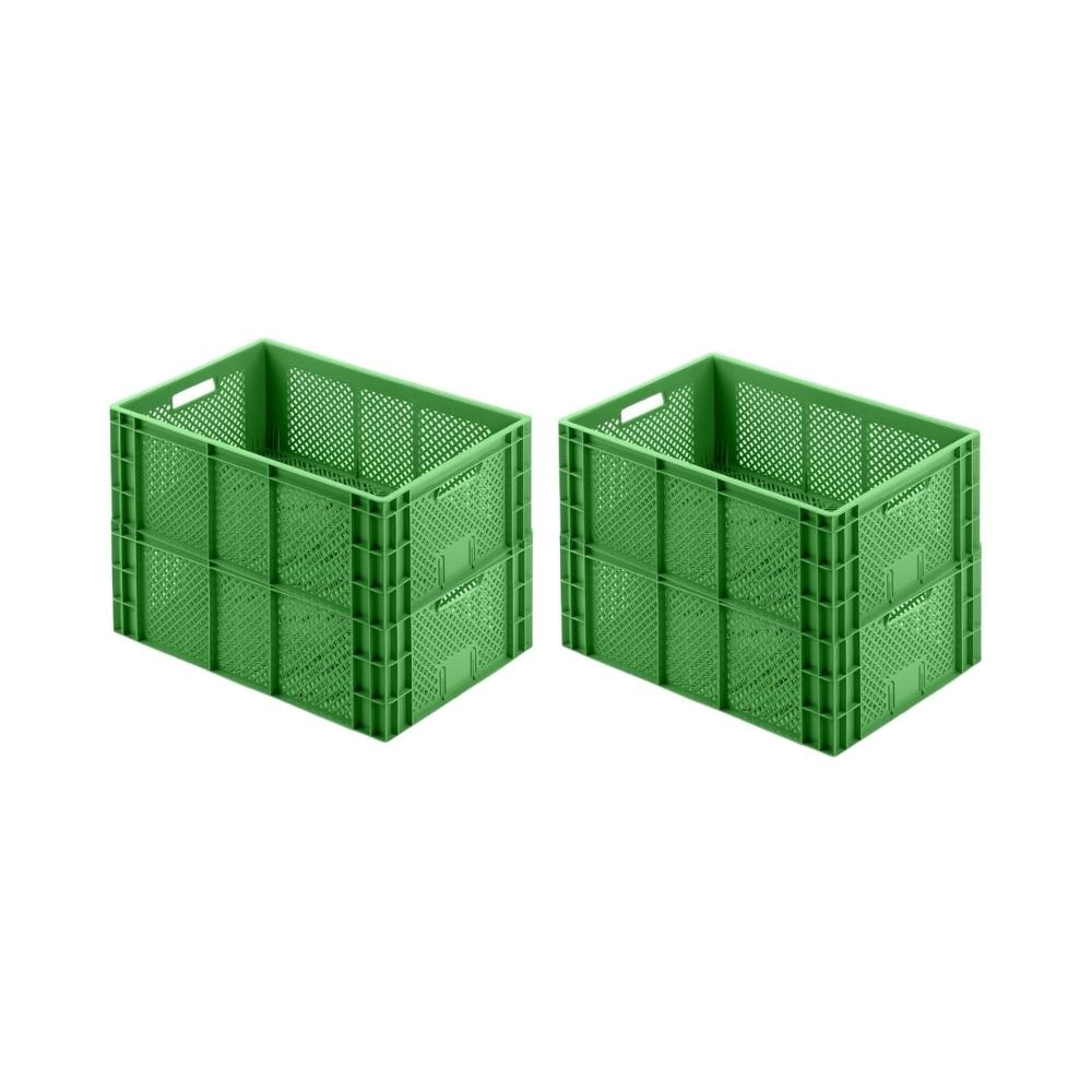 PROREGAL 4x Eurobehälter Obst- und Gemüsekasten | HxBxT 22x40x60cm | 43 Liter | Grün | Obst-Gemüsekiste, Obstkorb, Transportbox