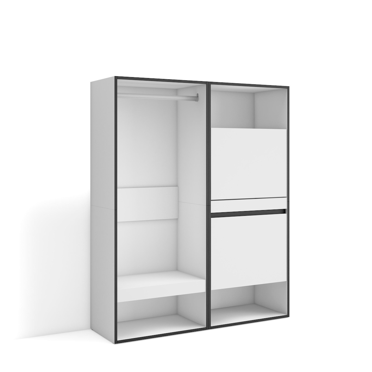 SKRAUT HOME Offener Kleiderschrank, Kleiderbügel mit Einlegeböden, 120x35x145 cm, Schlafzimmer, Kleidung, Schuhe, Moderner Stil, Weiß - 438_2