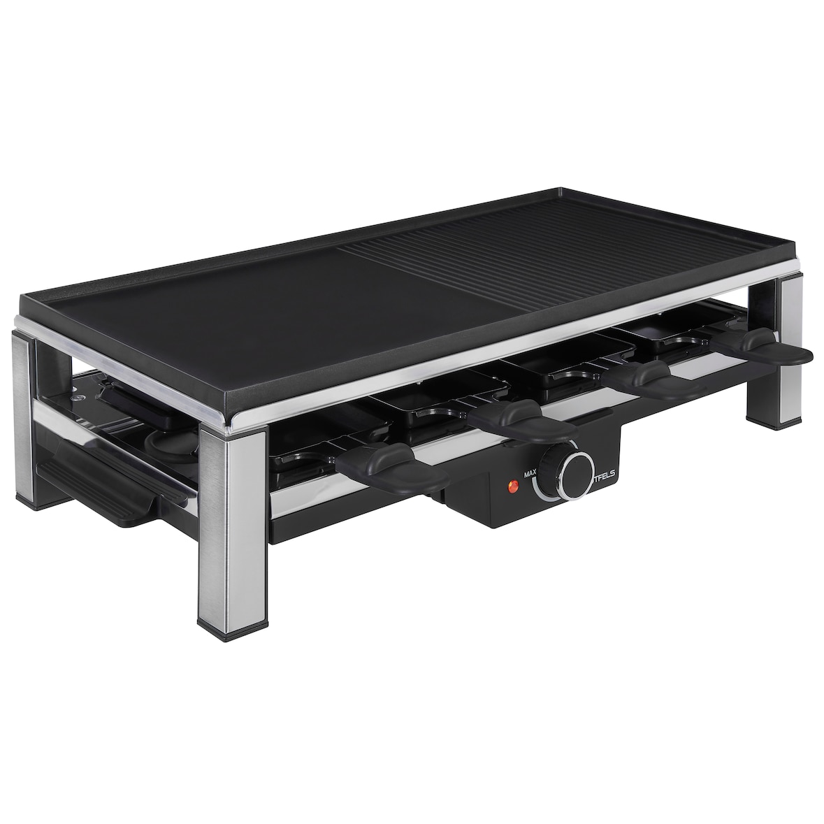 GUTFELS RACLETTE 4020 | 2000 Watt | 8 Pfännchen | Wendeplatte | Antihaftbeschichtung