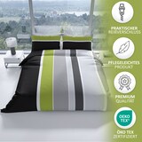 thumbnail of Baumwolle Bettwäsche Set 155x220 cm 80x80 cm Grau Grün Gestreift mit Reißverschluss