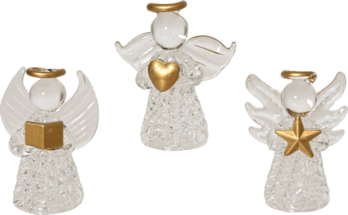 1 Christbaumschmuck Glas Engel Figur 4cm Weihnachtskugeln Weihnachtsengel Weihnachtsbaum Christbaumanhänger Weihnachtsbaumschmuck Klar transparent