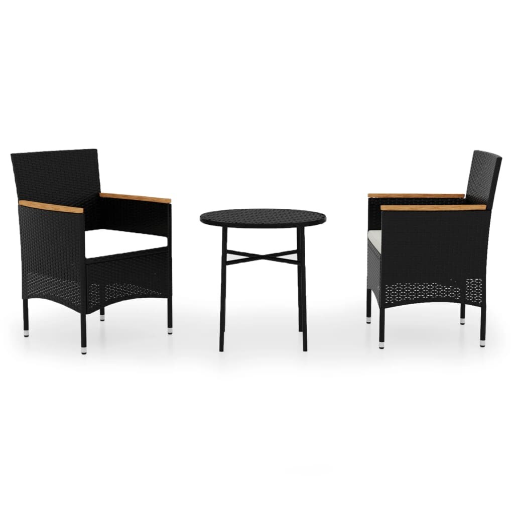 Helloshop26 - Conjunto de comedor/muebles de jardín de 3 piezas de mimbre de resina negra 02_0014755
