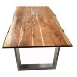 thumbnail of SIT Möbel Baumkante-Esstisch 160 x 85 cm | 26 mm Tischplatte natur aus Akazie | Gestell Stahl silbern | B160xT85xH77cm | 07198-85 | Serie TABLES & CO