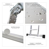 thumbnail of PROREGAL Sprossen-Mehrzweckleiter MULTISTEP mit Gerüstplattform, 4-teilig Aluminiumleiter, 4x3 Sprossen, bis zu 3,5 m Höhe, Traglast 150kg