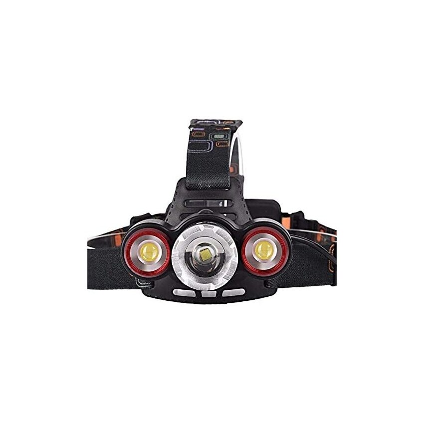 Lanterna de cabeça recarregável com luz LED ML T6 + 2X COB Zoom ajustável à prova de água