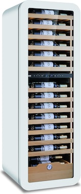 thumbnail of KLIMAITALIA Weinkühlschrank doppelter T°. Holzregale & Kommode. Hygrometer. LED. T°en +2°C/+20°C. Dim. LxWxH 54x55x160 cm. VINARIUS62WHT