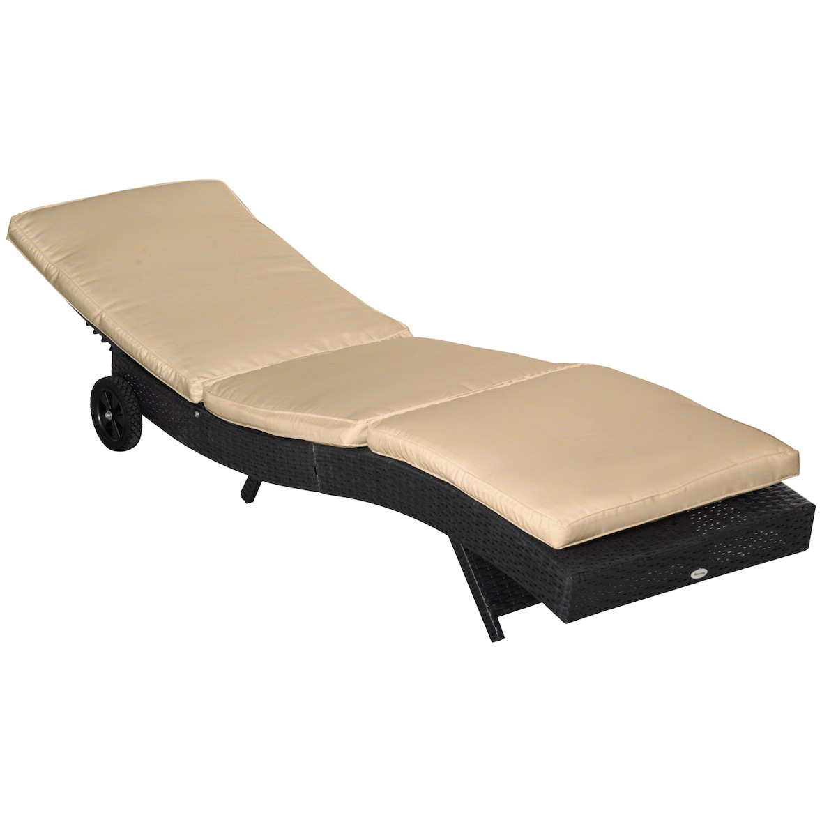 Outsunny Sdraio da Giardino Rattan PE con Schienale Regolabile Nero