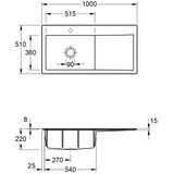 thumbnail of Villeroy&Boch Rechteckiges Spülbecken, Küchenspüle Subway Style 60 Stone White CeramicPlus 1000x510mm, Unterschrankbreite 60 cm