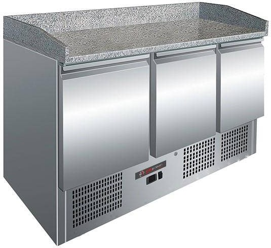 Pizzakühltisch - Saladette - Pizzatisch inkl. Granitaufsatz - 3 Türen - IDEAL