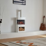 thumbnail of KAMINIO Elektrokamin Henri mit Ofenrohr - Elektrischer Kaminofen mit Heizung, 3D-Flammeneffekt, Holzfach, Fernbedienung - Weiß