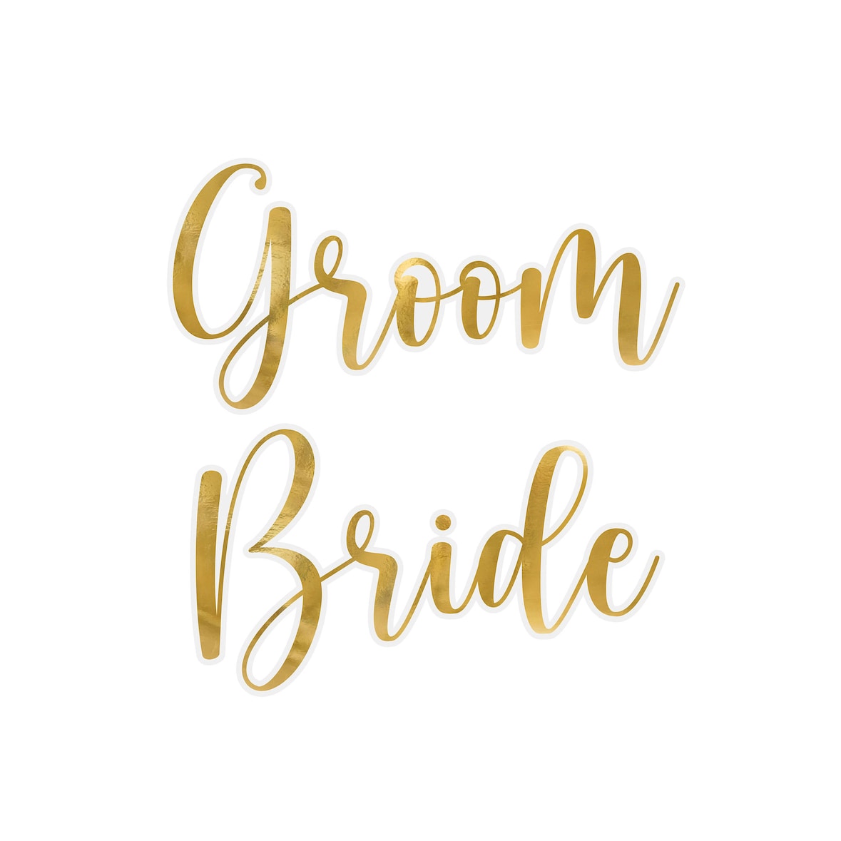 2 Glasaufkleber für Gläser 4x8cm Bride & Groom Hochzeitsaufkleber Sticker für Hochzeitsgläser Hochzeitssticker Aufkleber Hochzeit Hochzeitsdeko Gold