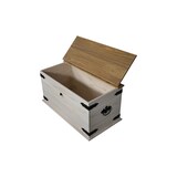 thumbnail of Truhen-Couchtisch 92 x 50 cm Pinienholz weiß honigfarben lasiert MEXICO