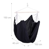 thumbnail of Relaxdays Hängesessel, Baumwolle, Deckenschaukel für drinnen & draußen, 150 kg, Hängesitz Kinder & Erwachsene, schwarz