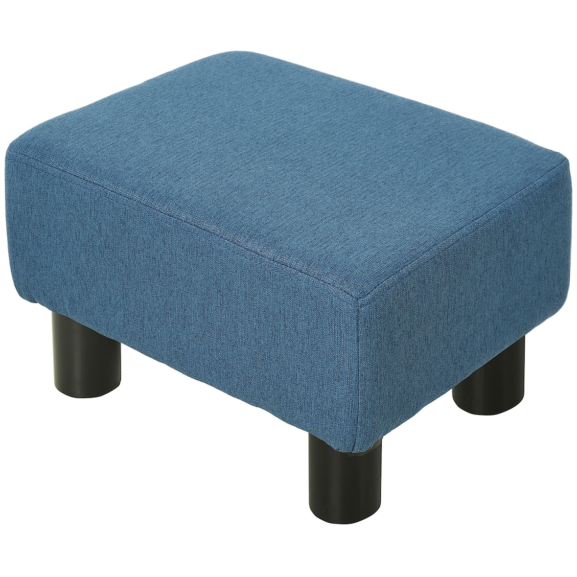 HOMCOM Pouf Poggiapiedi Imbottito e Rettangolare in Tessuto Blu Scuro