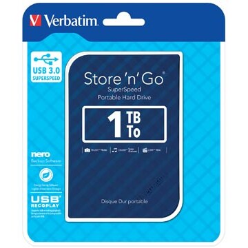 Verbatim Store 'n' Go 1 TB Externe Festplatte 6.35 cm (2.5 Zoll) USB-A (USB 3.2 Gen 1) Blau 53200